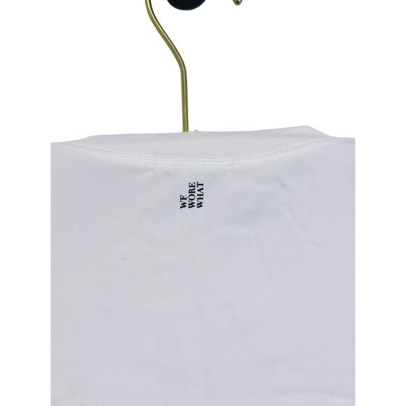 WeWoreWhat Cropped Raw Hem Thermal Sweatshirt Small White Stretch Lounge Minimal - Picture 6 of 9